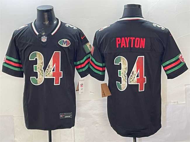 Men%27s Chicago Bears #34 Walter Payton Black Mexico F.U.S.E. With VMH Patch Stitched Jersey