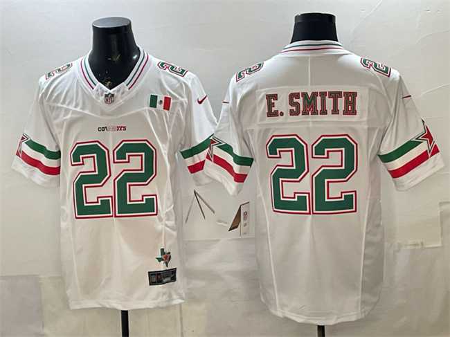 Men%27s Dallas Cowboys #22 Emmitt Smith 2024 Mexico White F.U.S.E. Stitched Jersey
