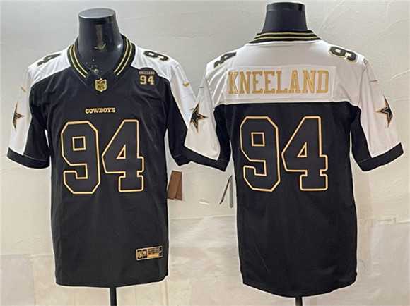 Men%27s Dallas Cowboys #94 Marshawn Kneeland Black Gold 2025 F.U.S.E. 94 Marshawn Kneeland Memorial Patch Vapor Limited Stitched Jersey1
