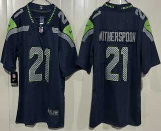 Men%27s Seattle Seahawks #21 Devon Witherspoon Limited Navy Vapor Jersey