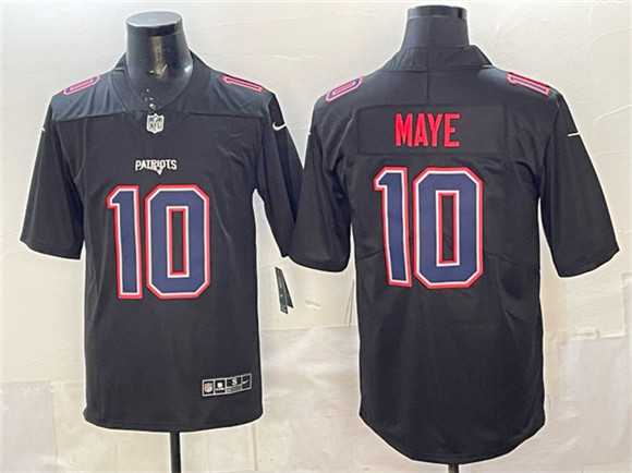 Men%27s New England Patriots #10 Drake Maye Black Fashion Vapor Untouchable Limited Stitched Jersey