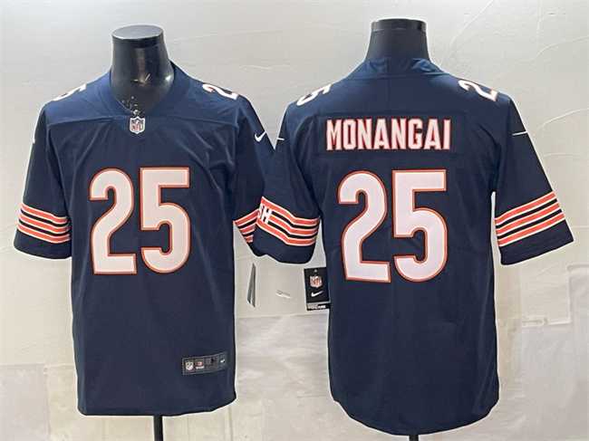 Men%27s Chicago Bears #25 Kyle Monangai Navy Vapor Untouchable Stitched Jersey