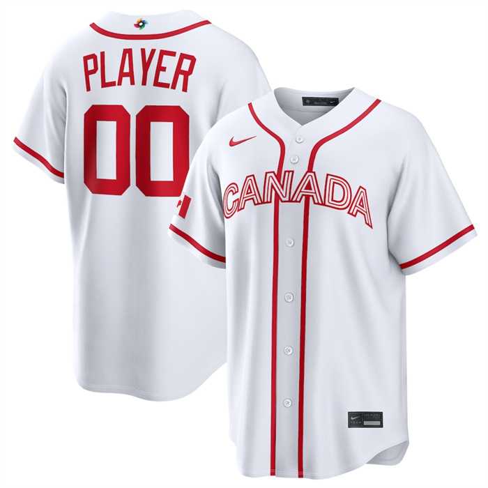 Men%27s Canada Baseball Active Player Custom White 2026 World Baseball Classic Home Stadium Stitched Jersey