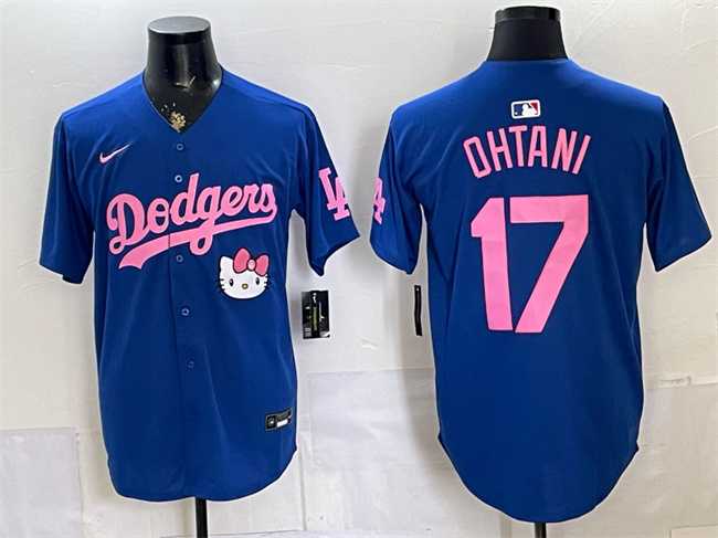 Men%27s Los Angeles Dodgers #17 Shohei Ohtani Royal 2025 Hello Kitty Vapor Limited Stitched Jersey Dzhi