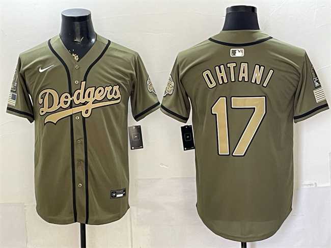 Mens Los Angeles Dodgers #17 Shohei Ohtani Olive 2026 Armed Forces Day Stitched Jersey Dzhi