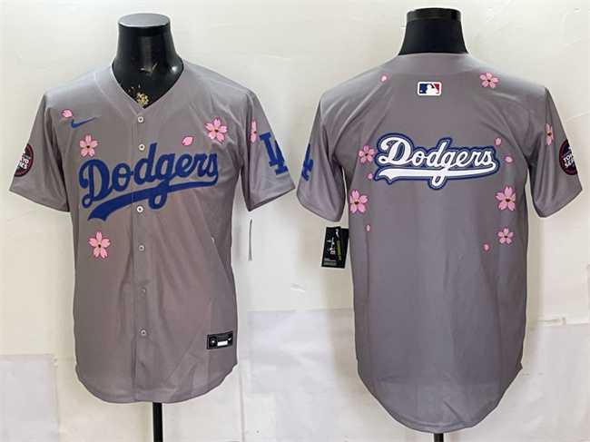 Men%27s Los Angeles Dodgers Team Big Logo Grey 2025 Tokyo Series Limited Stitched Jersey Dzhi