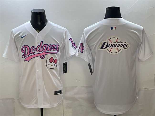Men%27s Los Angeles Dodgers Team Big Logo White Hello Kitty Night Stitched Jersey Dzhi
