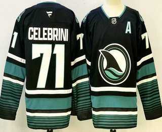 Men%27s San Jose Sharks #71 Macklin Celebrini Black Stitched Jersey