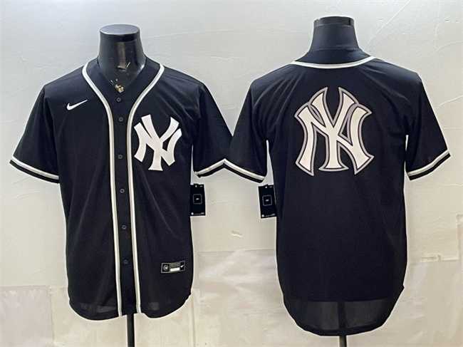 Men%27s New York Yankees Team Big Logo 2026 Fashion Replica Black Out Stitched Jersey Dzhi