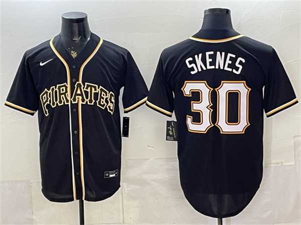 Men%27s Pittsburgh Pirates #30 Paul Skenes 2026 Fashion Black Out Stitched Jersey