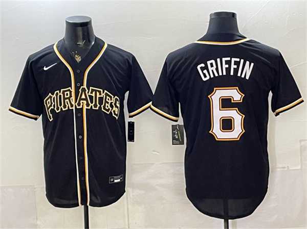 Men%27s Pittsburgh Pirates #6 Konnor Griffin 2026 Fashion Black Out Stitched Jersey