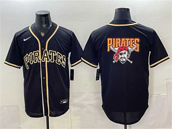 Men%27s Pittsburgh Pirates Team Big Logo 2026 Fashion Black Out Stitched Jersey Dzhi