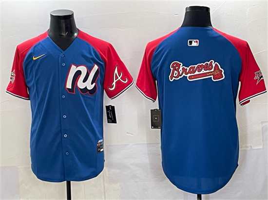 Men%27s National League Atlanta Braves Team Big Logo Blue Red Alternate 2025 All-Star Edition Limited Stitched Jersey