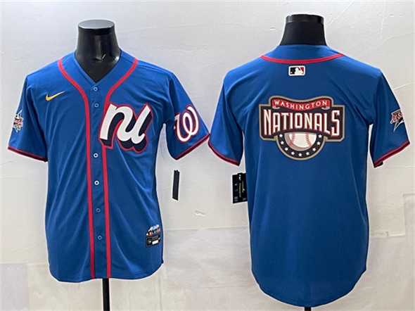 Men%27s National League Washington Nationals Team Big Logo Blue 2025 All-Star Edition Limited Stitched Jersey
