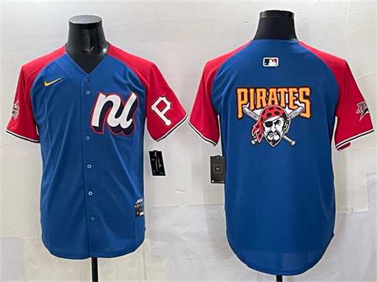 Men%27s National League Pittsburgh Pirates Team Big Logo Blue Red Alternate 2025 All-Star Edition Limited Stitched Jersey