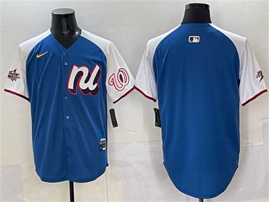 Men%27s National League Washington Nationals Blank Blue Alternate 2025 All-Star Edition Limited Stitched Jersey