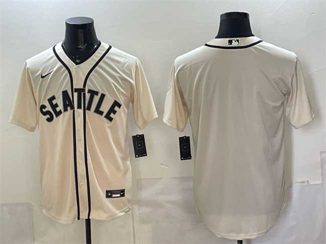 Men%27s Seattle Mariners Blank Cream Alternate Stitched Jersey