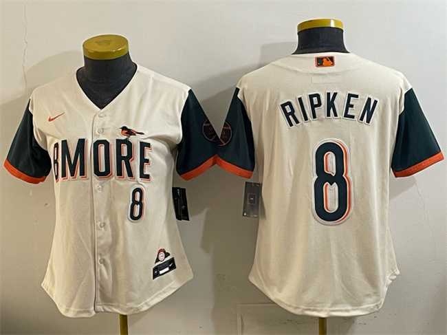 Women%27s Baltimore Orioles #8 Cal Ripken Jr Natural 2026 City Connect Stadium Stitched Jersey