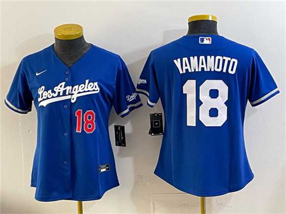 Women%27s Los Angeles Dodgers #18 Yoshinobu Yamamoto Royal Alternate Stadium Stitched Jersey