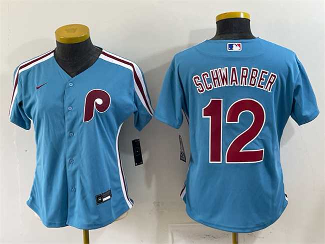 Women%27s Philadelphia Phillies #12 Kyle Schwarber Blue Stitched Jersey