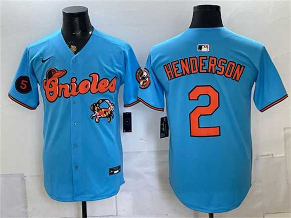 Men%27s Baltimore Orioles #2 Gunnar Henderson Blue With Patch Vapor Premier Limited Stitched Jersey Dzhi