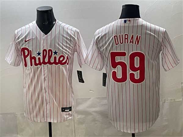 Men%27s Philadelphia Phillies #59 Jhoan Duran White Cool Base Stitched Jersey