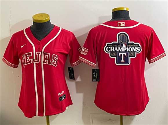 Women%27s Texas Rangers Team Big Logo Red 2026 City Connect Stadium Stitched Jersey Dzhi