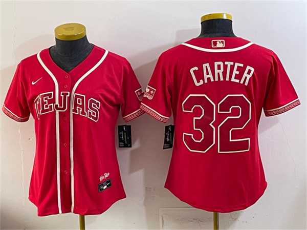Women%27s Texas Rangers #32 Evan Carter Red 2026 City Connect Stadium Stitched Jersey
