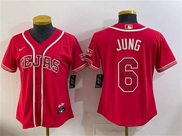 Women%27s Texas Rangers #6 Josh Jung Red 2026 City Connect Stadium Stitched Jersey