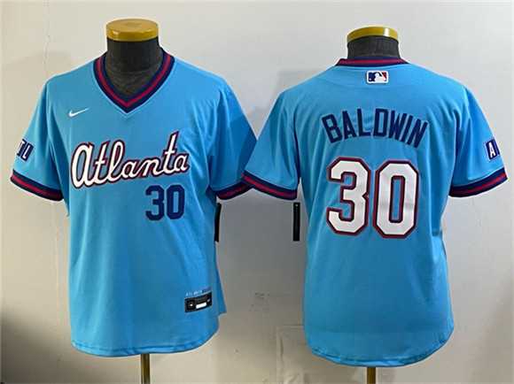Youth Atlanta Braves #30 Drake Baldwin Powder Blue 2026 City Connect Stadium Stitched Jersey