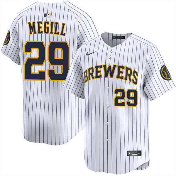 Men%27s Milwaukee Brewers #29 Trevor Megill White Alternate Limited Stitched Jersey Dzhi