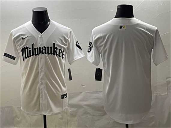 Men%27s Milwaukee Brewers Blank White %27Gothic 414 Shadows Edition%27 Vapor Premier Limited Stitched Jersey