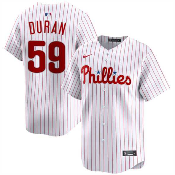 Men%27s Philadelphia Phillies #59 Jhoan Duran White Home Limited Stitched Jersey Dzhi
