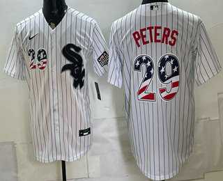 Men%27s Chicago White Sox #29 Tristan Peters White 2026 USA 250 Fourth of July Stitched Jersey Dzhi
