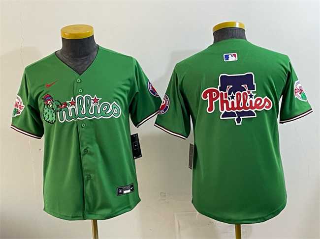 Youth Philadelphia Phillies Team Big Logo Green Phanatic Limited Stitched Jersey
