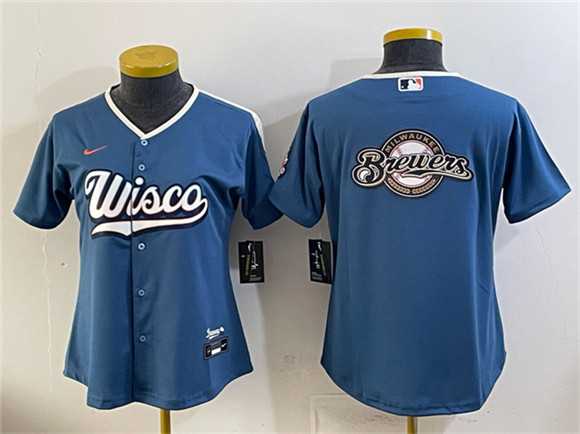 Youth Milwaukee Brewers Team Big Logo Mineral Blue 2026 City Connect Stadium Stitched Jersey Dzhi