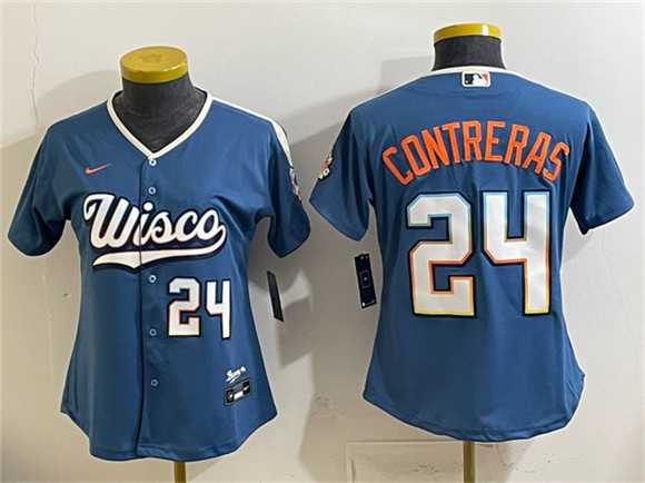 Youth Milwaukee Brewers #24 William Contreras Mineral Blue 2026 City Connect Stadium Stitched Jersey