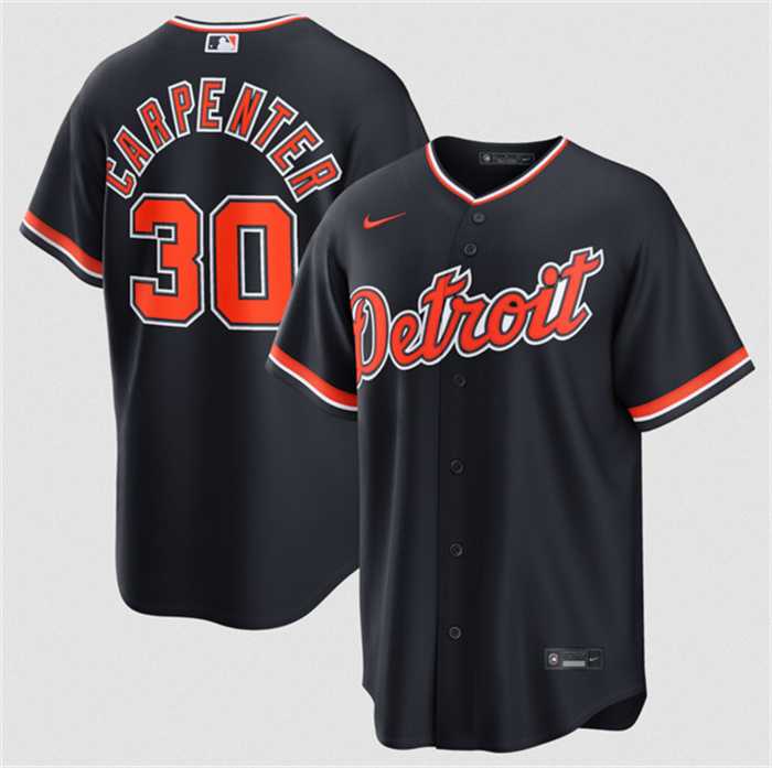 Men%27s Detroit Tigers #30 Kerry Carpenter Navy Alternate Stitched Jersey Dzhi