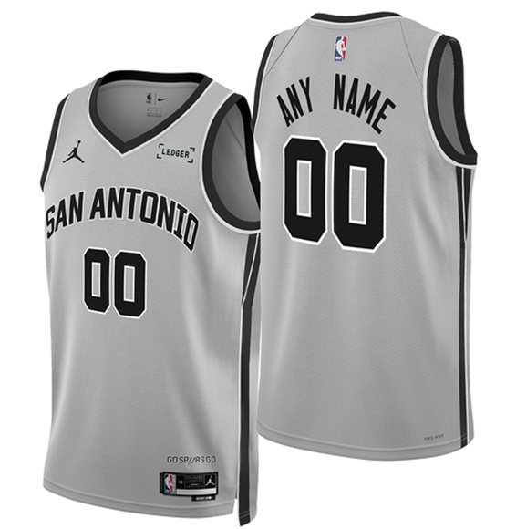 Men%27s San Antonio Spurs ActiVE Player Custom Silver 2025-26 Statement Edition Stitched Basketball Jersey