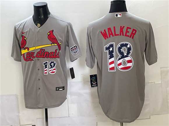 Men%27s St. Louis Cardinals #18 Jordan Walker Gray USA 250 Fourth of July Stitched Jersey Dzhi
