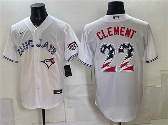 Men%27s Toronto Blue Jays #22 Ernie Clement White 2026 USA 250 Fourth of July Stitched Jersey Dzhi