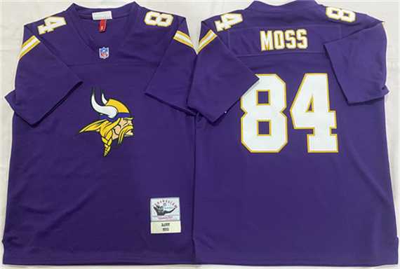 Men%27s Minnesota Vikings #84 Randy Moss Purple Throwback Stitched Football Jersey