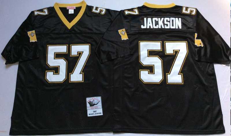 Men%27s New Orleans Saints #57 Rickey Jackson Black Throwback Stitched Football Jersey