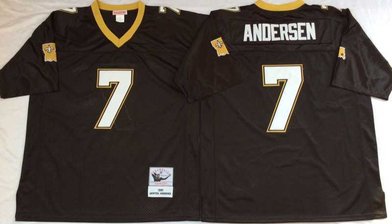 Men%27s New Orleans Saints #7 Morten Anderson Black Throwback Stitched Football Jersey