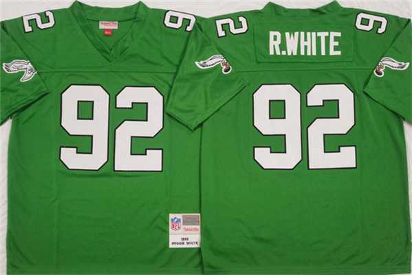 Men%27s Philadelphia Eagles #92 Reggie White Kelly Green Throwback Stitched Football Jersey