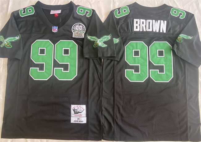Men%27s Philadelphia Eagles #99 Jerome Brown Black Throwback Stitched Football Jersey