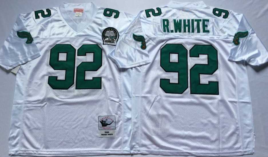 Men%27s Philadelphia Eagles #92 Reggie White White Throwback Stitched Football Jersey