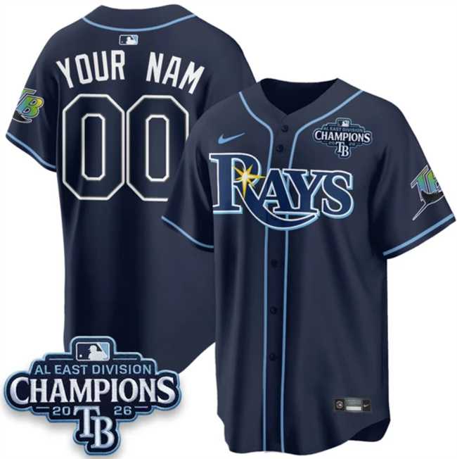 Men%27s Tampa Bay Rays ACTIVE PLAYER Custom Navy 2026 AL East Champions Patch Limited Stitched Baseball Jersey