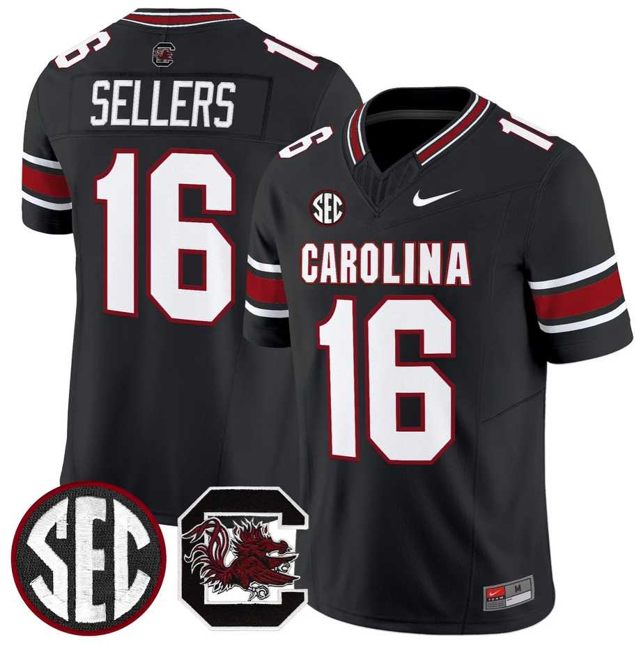 Men%27s South Carolina Fighting Gamecocks #16 LaNorris Sellers Black 2026 F.U.S.E. Stitched Nike Jersey Dzhi