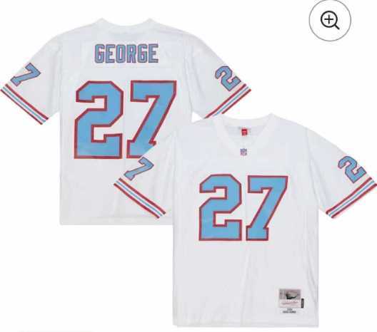 Men%27s Tennessee Titans #27 Eddie George White Stitched Mitchell & Ness Throwback Jersey Dzhi